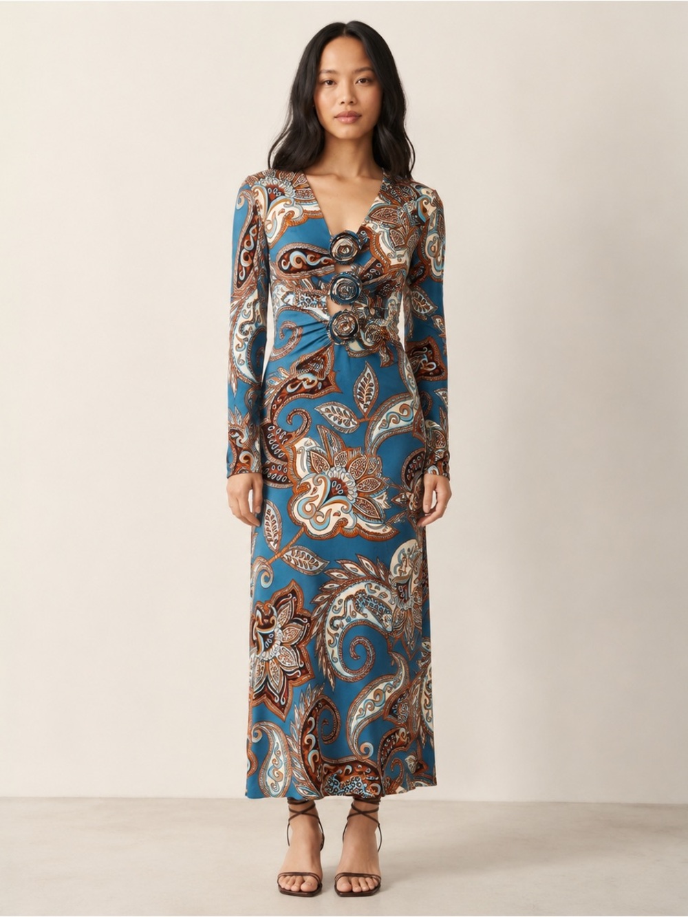 FARM Rio for Nuuly Wonderful Bouquet Paisley Cutout Midi Dress XS
